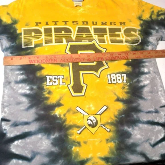 Pittsburgh Pirates Baseball Shirt Medium Gold Black Tie Dye MLB Genuine Hippie - Picture 3 of 14